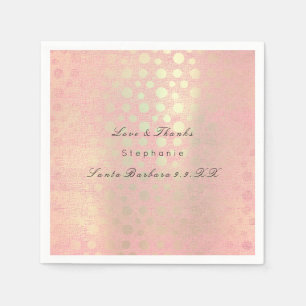 Serviettes Jetables Nom personnalisé des Pois Gold Blush Pearly Rose