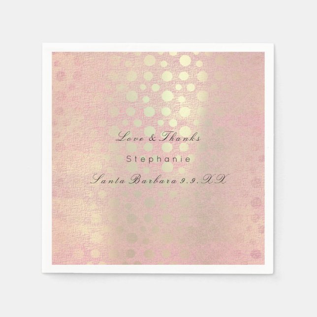 Serviettes Jetables Nom personnalisé des Pois Gold Blush Pearly Rose (Devant)