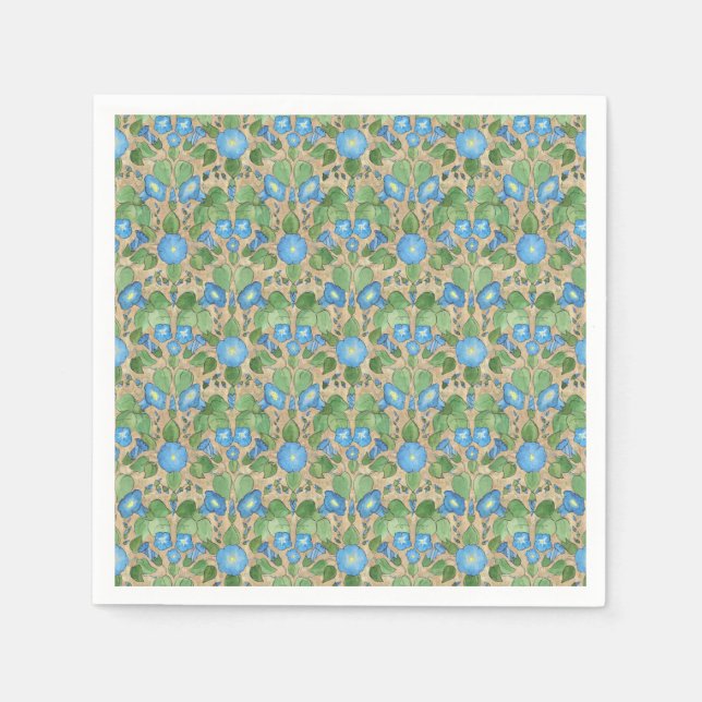 Serviettes Jetables Nostalgique Blue Morning Glory Paper Napkins (Devant)