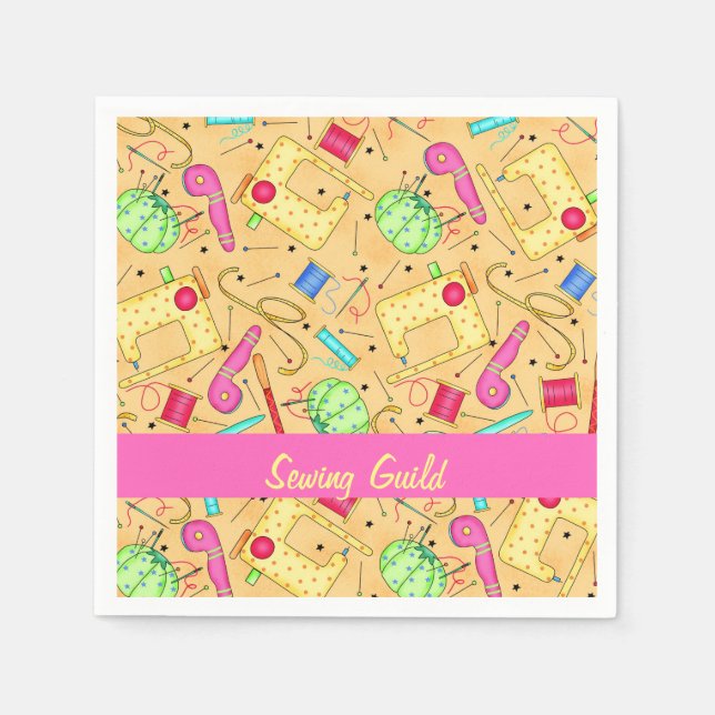 Serviettes Jetables Notions de couture jaune Nom de l'art Personnalisé (Devant)