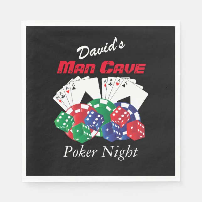 Serviettes Jetables Nuit de poker à Man Cave | Personnalisez (Devant)