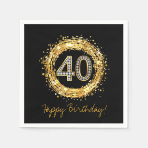 Serviettes Jetables Numéro de diamant 40 Parties scintillant Bling Con