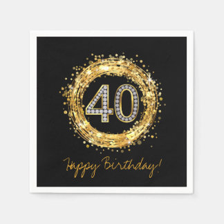 Serviettes Jetables Numéro de diamant 40 Parties scintillant Bling Con