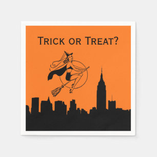 Serviettes Jetables NYC Skyline Silhouette Halloween Cheeky Witch