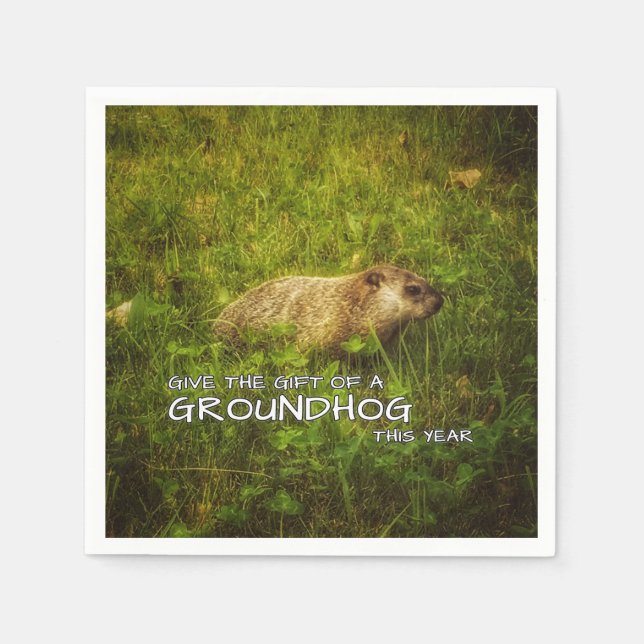 Serviettes Jetables Offrez le cadeau d'une Groundhog cette année servi (Devant)