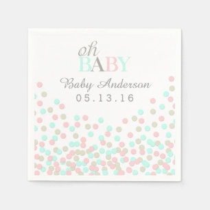 Serviettes Jetables Oh Baby Confetti Baby shower Napkin   Bleu rose