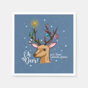 Serviettes Jetables Oh caractère drôle de Noël de région boisée d