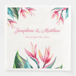 Serviettes Jetables Oiseau de paradis Mariage tropical serviettes