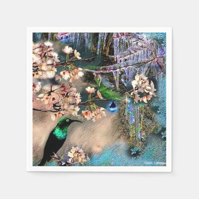 Serviettes Jetables Oiseau d'Equinox et de Fée (Devant)