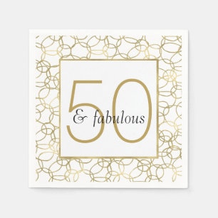 Serviettes Jetables Or Blanc Glamour Cercles Stylés 50 et Fabuleux