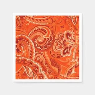 Serviettes Jetables Orange Retro Paisley Bandanna/Bandana