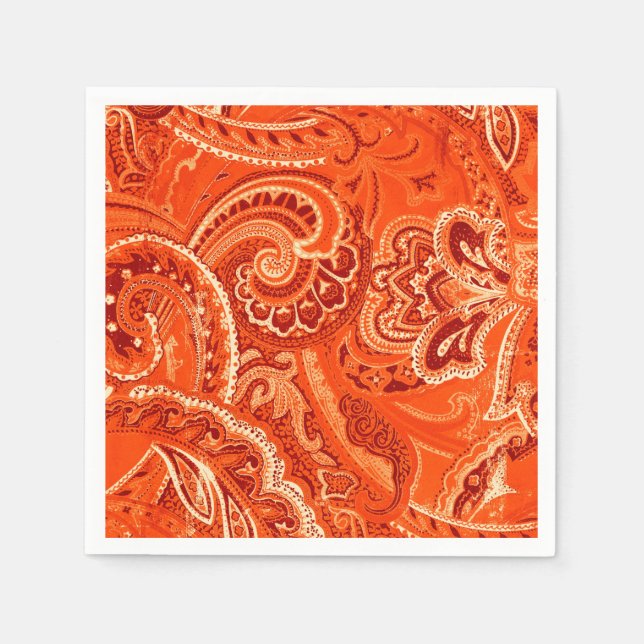 Serviettes Jetables Orange Retro Paisley Bandanna/Bandana (Devant)