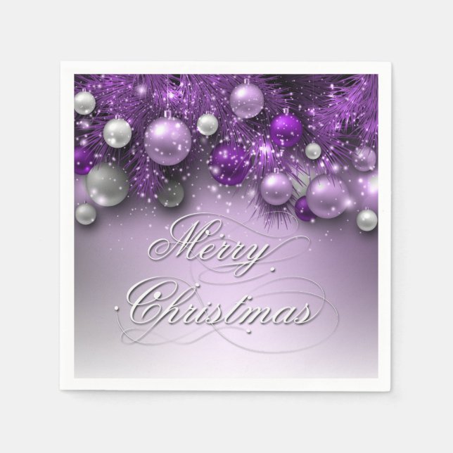 Serviettes Jetables Ornements de Noël - Purples (Devant)