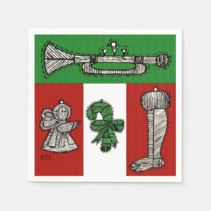 Serviettes Jetables Ornements vintages