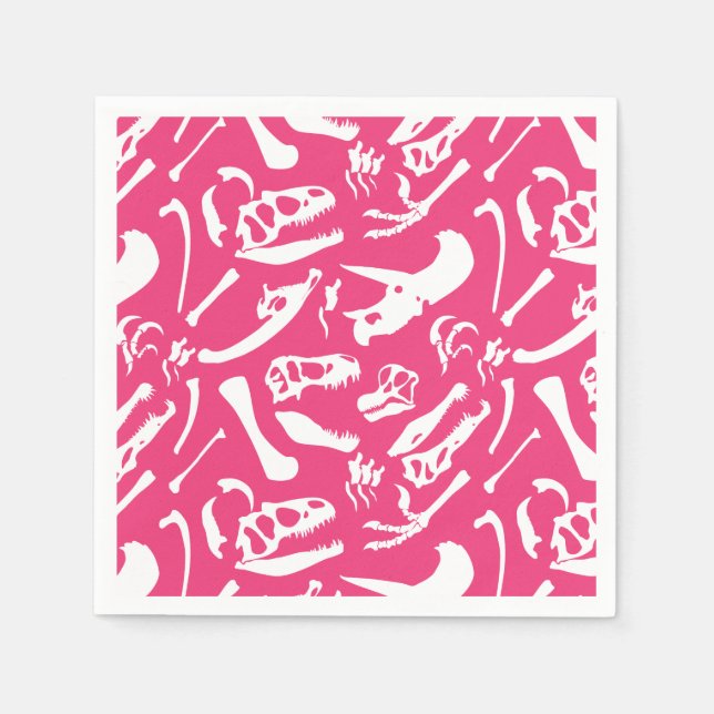 Serviettes Jetables Os Dinosaures (Rose) (Devant)