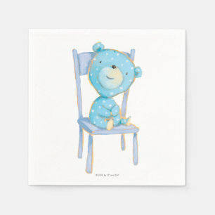 Serviettes Jetables Ours bleu de calicot souriant sur la chaise