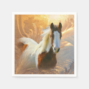 Serviettes Jetables Paint Horse Gold Cocktail Standard Napkin