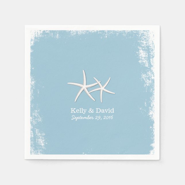 Serviettes Jetables Paire rustique de mariage de Starfish Beach (Devant)