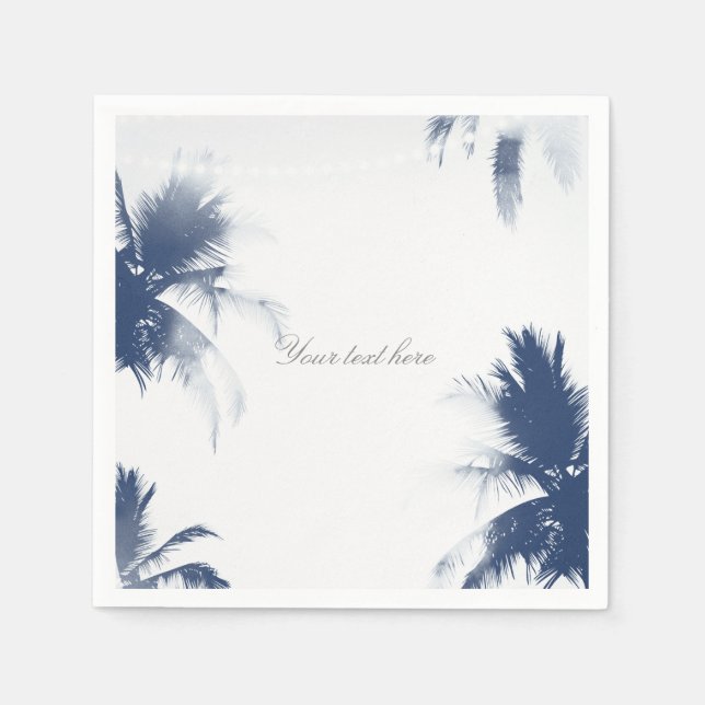 Serviettes Jetables Palmiers Glamour Blanc Chic Moderne Tropical (Devant)