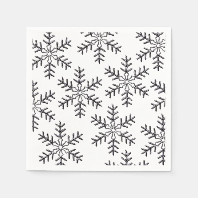 Serviettes Jetables Paniers de neige en argent Noël (Devant)