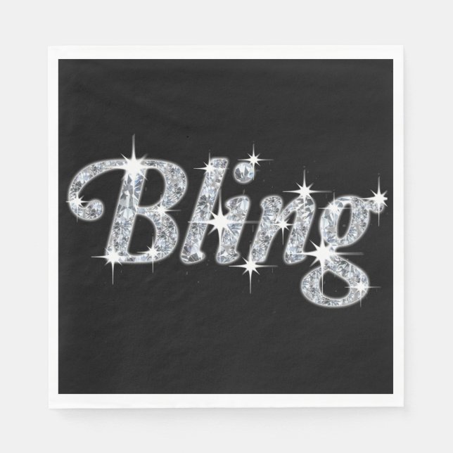 Serviettes Jetables Paniers-Déjeuners Avec Faux Diamond Bling Design (Devant)