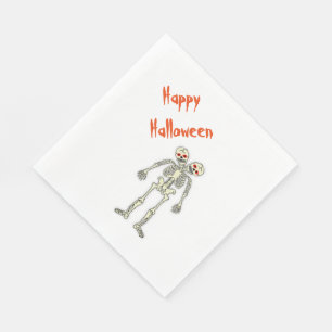 Serviettes Jetables Paniers repas standard blanc Napkin/Skeletons
