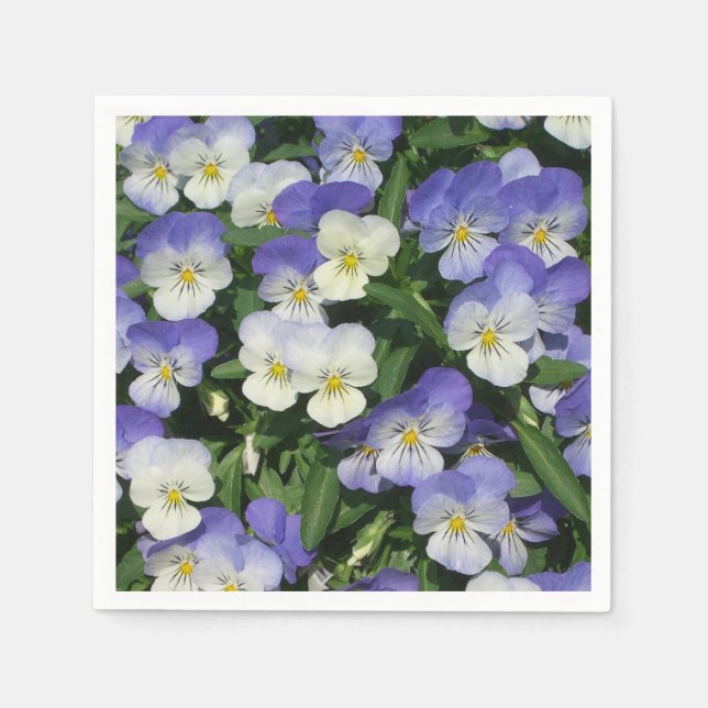 Serviettes Jetables Pansies violettes Jardin Floral (Devant)