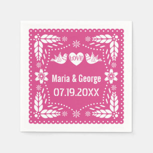 Serviettes Jetables Papel picado inséparables chaud rose mariage fiest