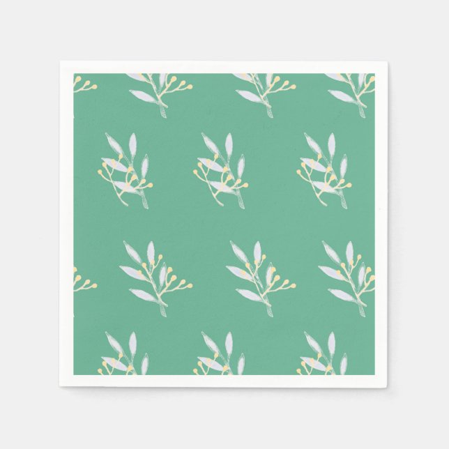 Serviettes Jetables Papier à cocktails Motif à feuilles vertes serviet (Devant)