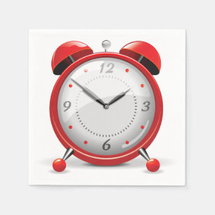 Serviettes Jetables Papier à horloge rouge