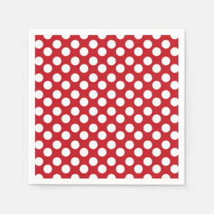 Serviettes Jetables Papier à points Polka rouge et blanc Napkin