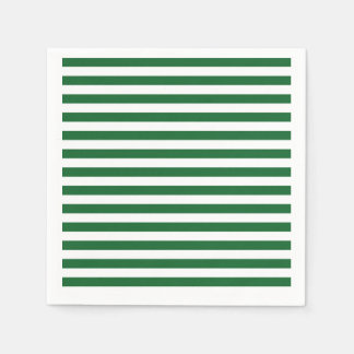 Serviettes Jetables Papier à rayures vert et blanc