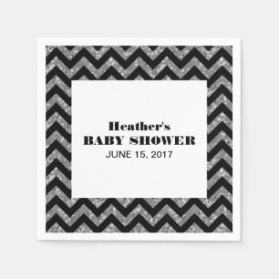 Serviettes Jetables Papier Baby shower Parties scintillant Chevron Arg