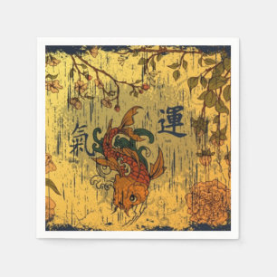 Serviettes Jetables Papier blanc japonais Koi serviettes, arêtes stand