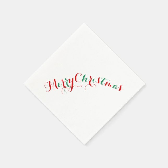 Serviettes Jetables Papier blanc rouge Joyeux de Noël (Coin)