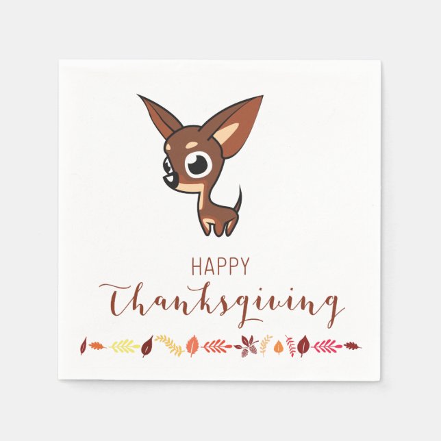 Serviettes Jetables Papier Bon thanksgiving Chihuahua serviettes (Devant)