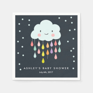 Serviettes Jetables Papier Cloud Napkin Baby sprinkle Raindrops Douche