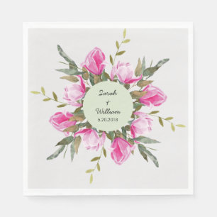 Serviettes Jetables Papier d'aquarelle florale Magnolia Napkin