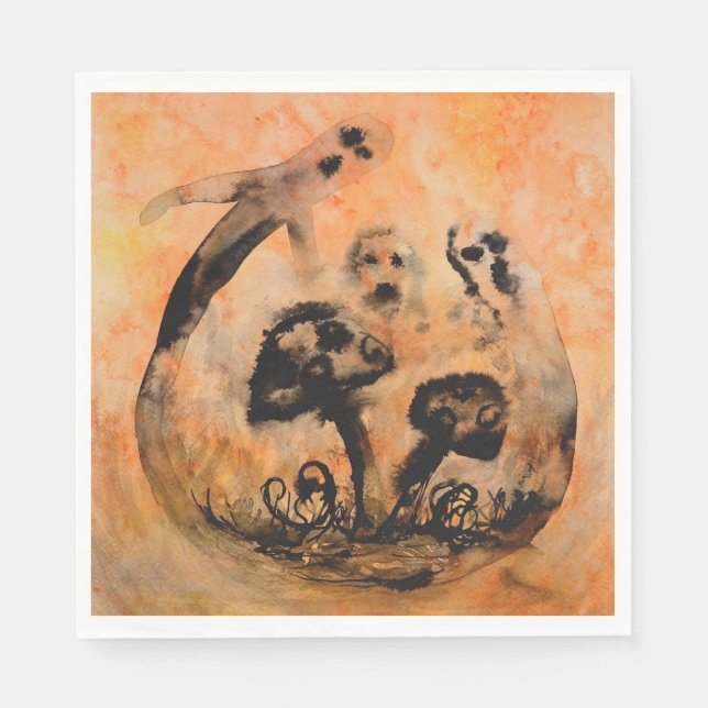 Serviettes Jetables Papier de champignons fantômes (Devant)