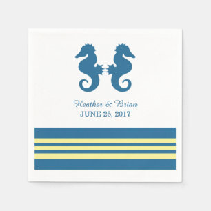 Serviettes Jetables Papier de cheval de mer bleu jaune