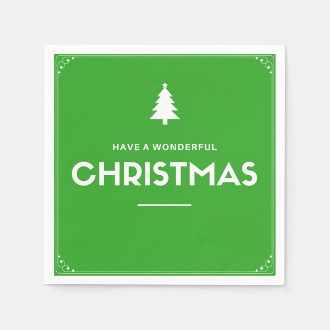 Serviettes Jetables Papier de Cocktail de Noël serviettes, vert (Devant)