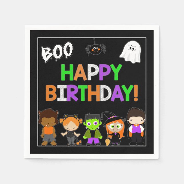 Serviettes Jetables Papier de fête d'anniversaire Halloween (Devant)
