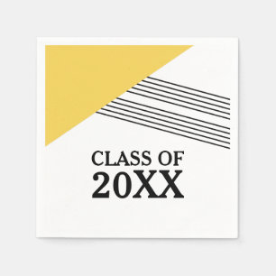 Serviettes Jetables Papier de graduation à rayures géométriques jaunes