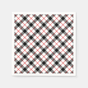 Serviettes Jetables Papier de Vacances Rouge Noir Blanc Plaid classiqu