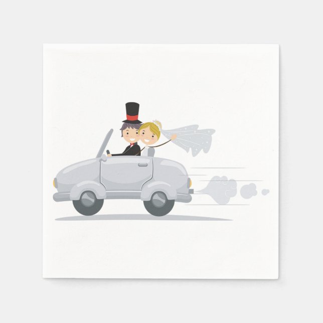 Serviettes Jetables Papier de voiture juste marié (Devant)
