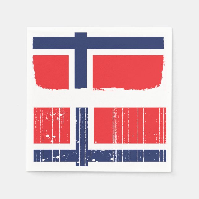 Serviettes Jetables Papier Drapeau Norvège (Devant)
