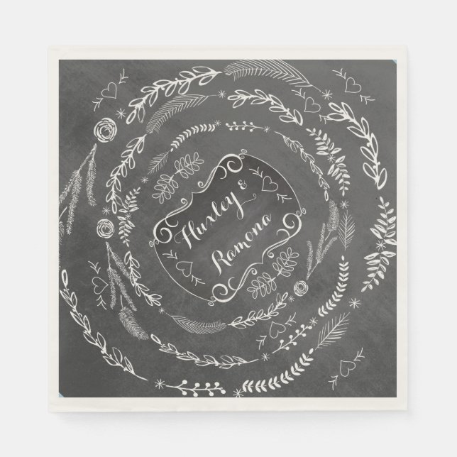 Serviettes Jetables Papier Mariage Chalkboard personnalisé (Devant)