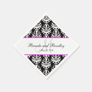 Serviettes Jetables Papier Mariage Damask Rose noir