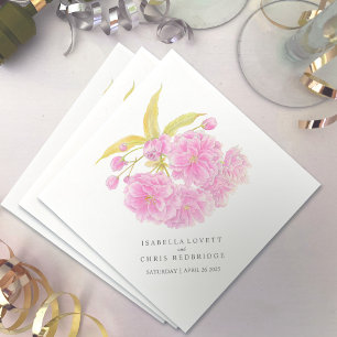Serviettes Jetables Papier mariage en fleurs de cerisier rose