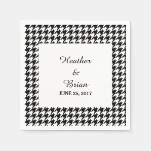 Serviettes Jetables Papier Mariage noir Houndstooth